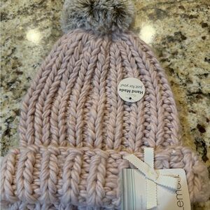 NWT Lemon Pink and Gray Knit Hat with Pom
